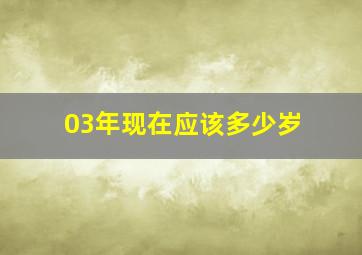 03年现在应该多少岁