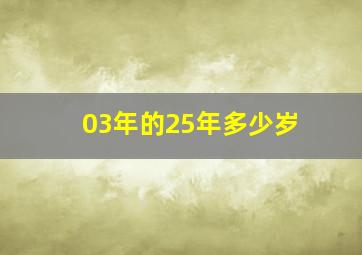 03年的25年多少岁