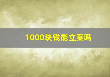 1000块钱能立案吗