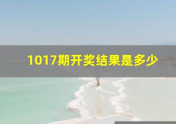 1017期开奖结果是多少