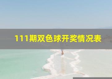 111期双色球开奖情况表