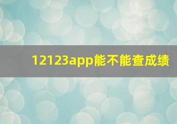 12123app能不能查成绩