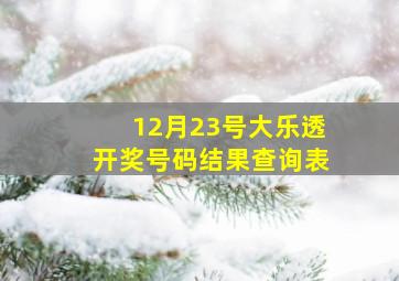 12月23号大乐透开奖号码结果查询表