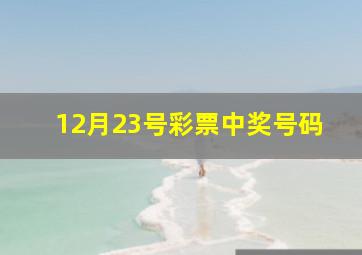 12月23号彩票中奖号码