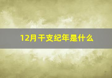 12月干支纪年是什么