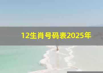 12生肖号码表2025年