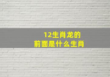 12生肖龙的前面是什么生肖