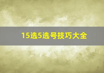 15选5选号技巧大全