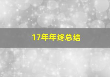 17年年终总结