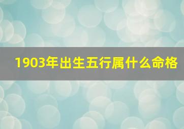 1903年出生五行属什么命格