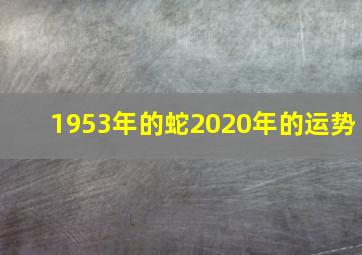 1953年的蛇2020年的运势