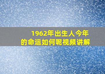 1962年出生人今年的命运如何呢视频讲解