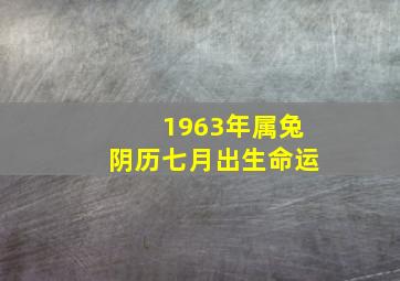 1963年属兔阴历七月出生命运