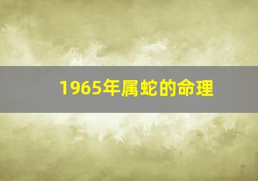 1965年属蛇的命理