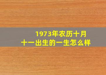 1973年农历十月十一出生的一生怎么样