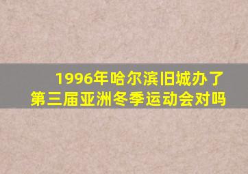 1996年哈尔滨旧城办了第三届亚洲冬季运动会对吗