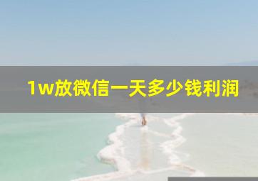 1w放微信一天多少钱利润