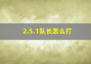 2.5.1队长怎么打