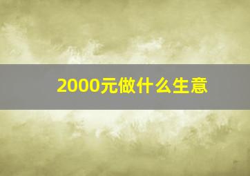 2000元做什么生意