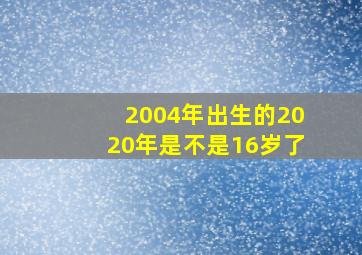 2004年出生的2020年是不是16岁了