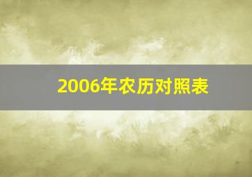 2006年农历对照表