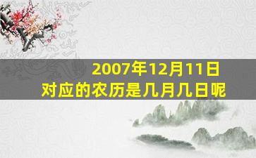 2007年12月11日对应的农历是几月几日呢