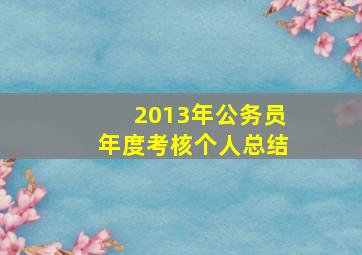 2013年公务员年度考核个人总结