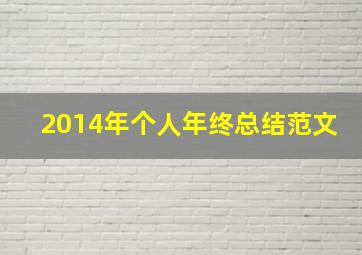 2014年个人年终总结范文