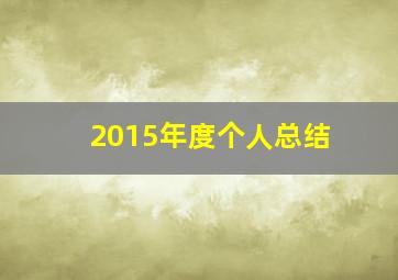 2015年度个人总结