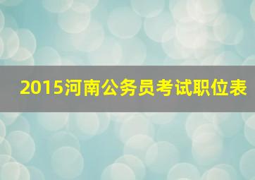 2015河南公务员考试职位表