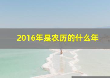 2016年是农历的什么年