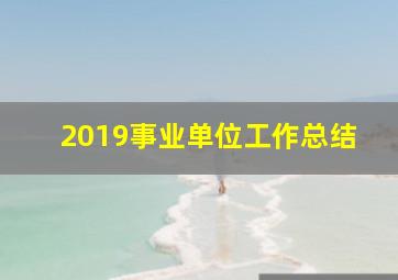 2019事业单位工作总结