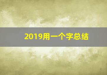 2019用一个字总结