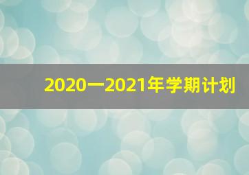 2020一2021年学期计划