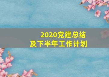 2020党建总结及下半年工作计划