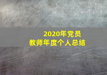 2020年党员教师年度个人总结