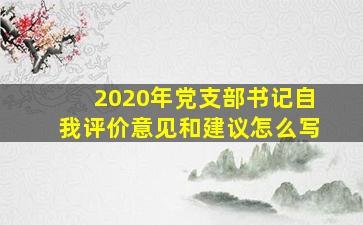 2020年党支部书记自我评价意见和建议怎么写