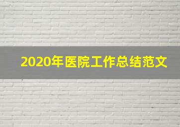 2020年医院工作总结范文