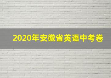 2020年安徽省英语中考卷