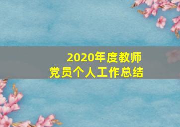 2020年度教师党员个人工作总结