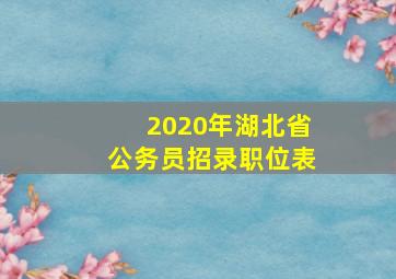 2020年湖北省公务员招录职位表