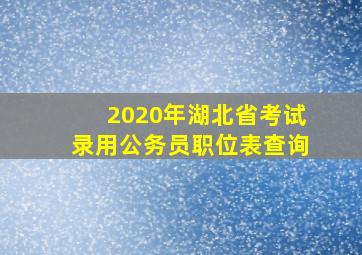 2020年湖北省考试录用公务员职位表查询