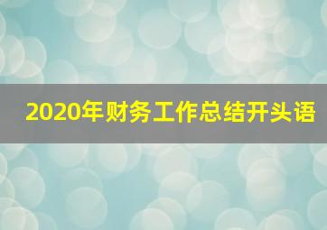 2020年财务工作总结开头语