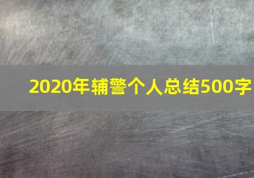 2020年辅警个人总结500字