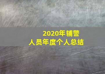 2020年辅警人员年度个人总结