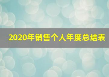 2020年销售个人年度总结表