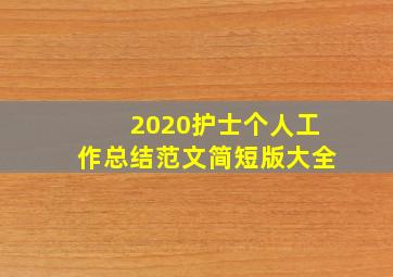 2020护士个人工作总结范文简短版大全