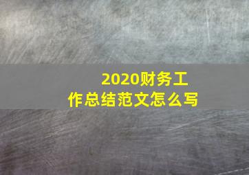 2020财务工作总结范文怎么写