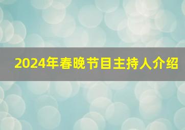 2024年春晚节目主持人介绍