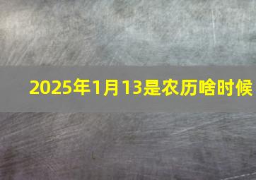 2025年1月13是农历啥时候